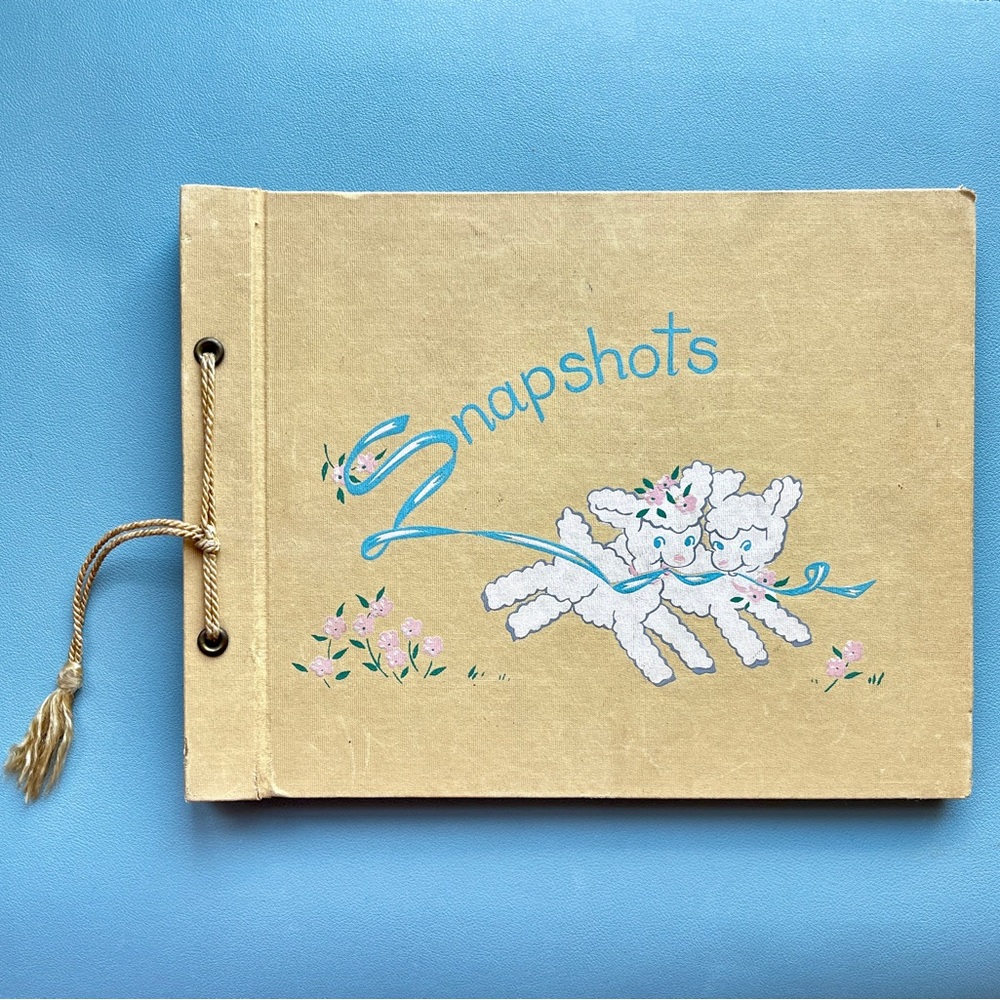 Vintage Photo Album Snapshots Baby Album Lamb Vintage Scrapbook Nursey Baby Gift - Picture 2 of 7